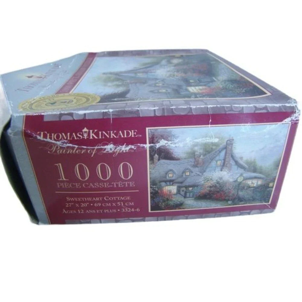 Thomas Kinkade Puzzle Sweetheart Cottage Flower Street Clock 1000 Piece Jigsaw